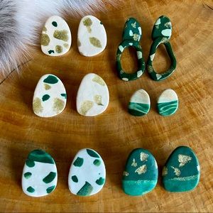 Polymar clay forest green earrings HANDMADE IN MONTANA